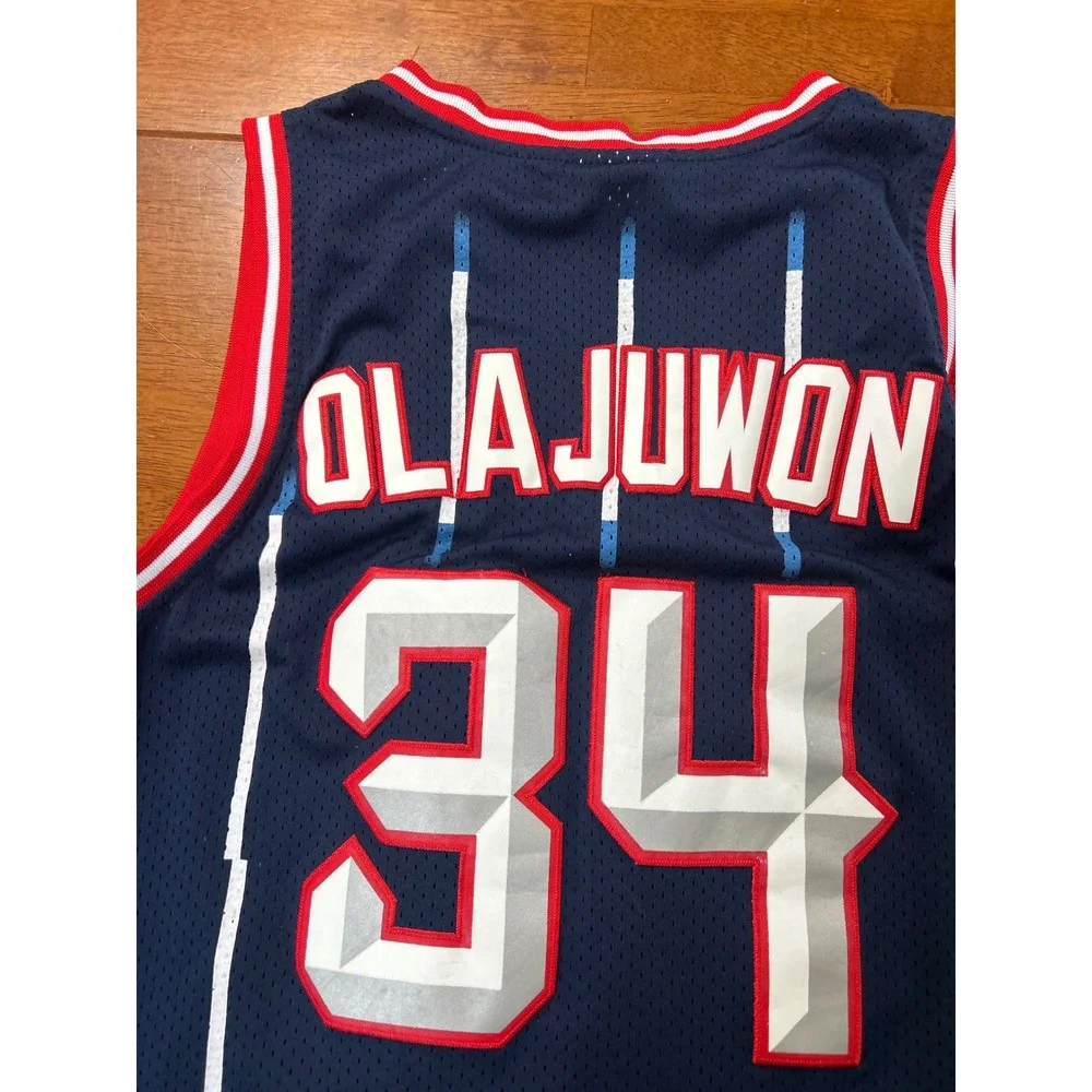 Adidas Houston Rockets Jersey Men Small Navy Hakeem Olajuwon 34 Hardwood Classic